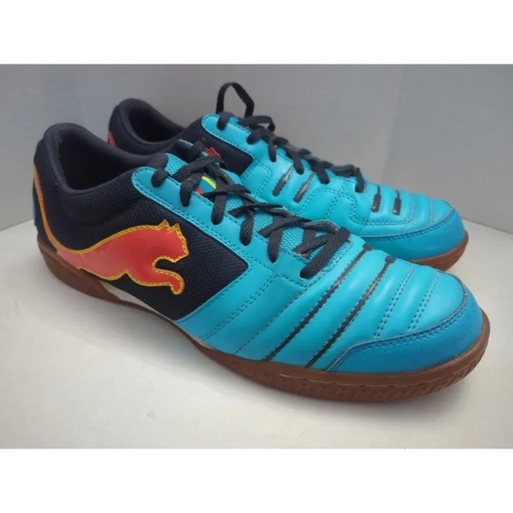 Puma Powercat 4.12 Sala Blue Indoor Soccer Shoes Cleats‎ Men's Sz 10